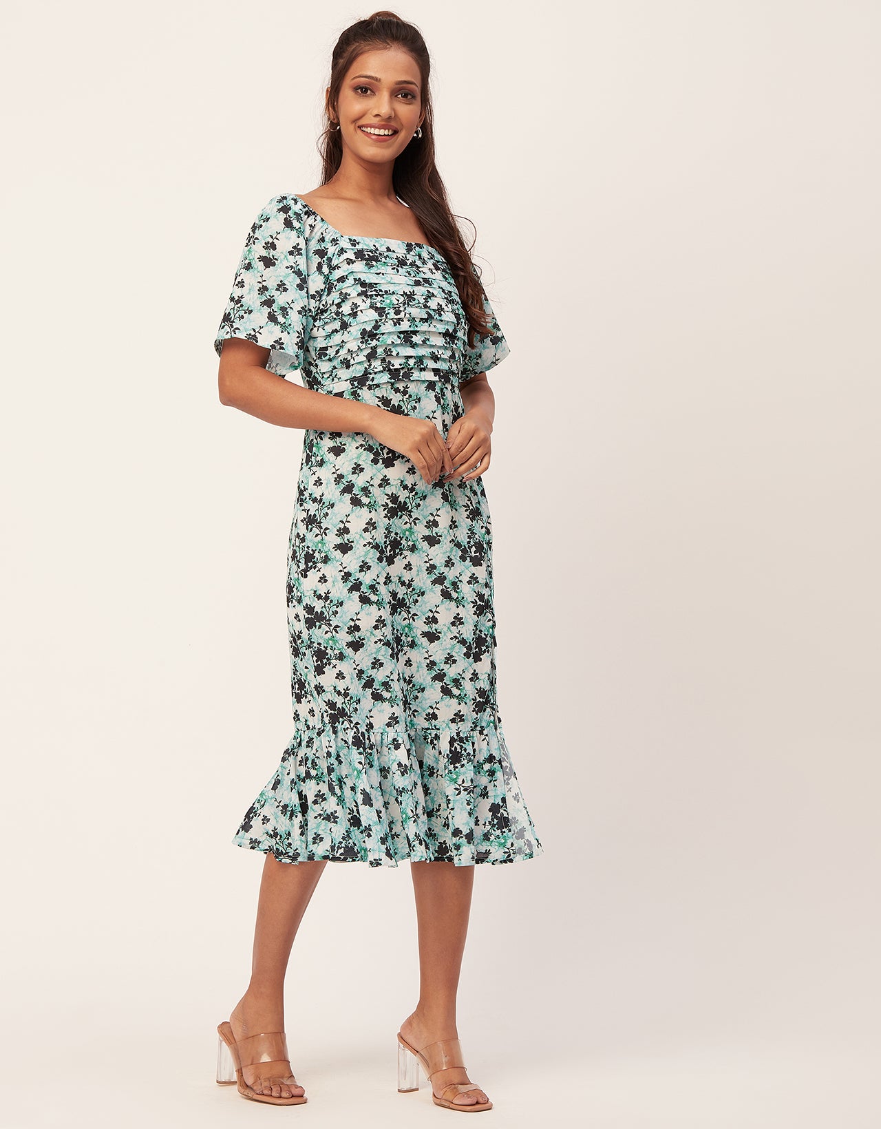 Side Slit Ruffle Dress
