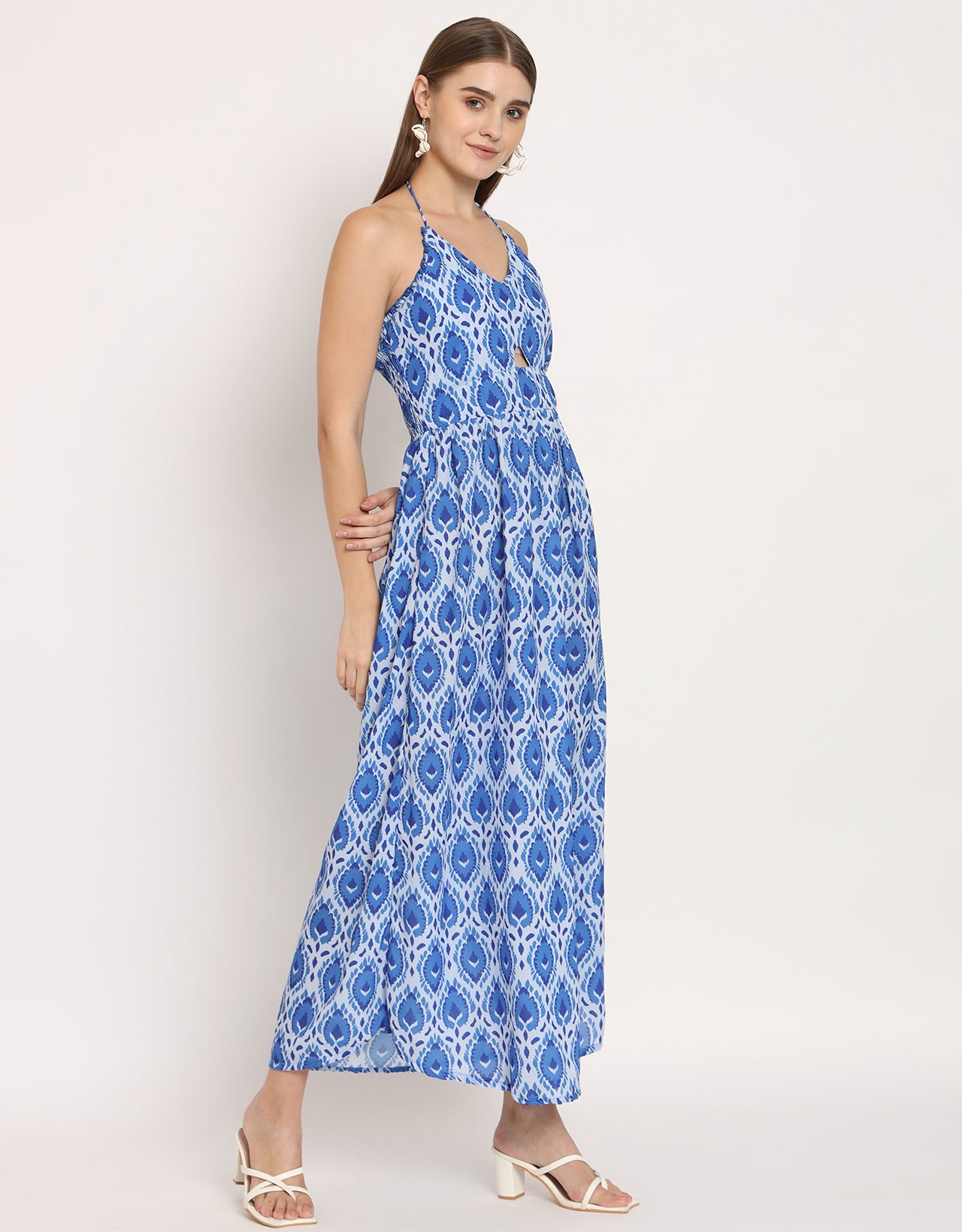 Printed Cut Out Halter Dress