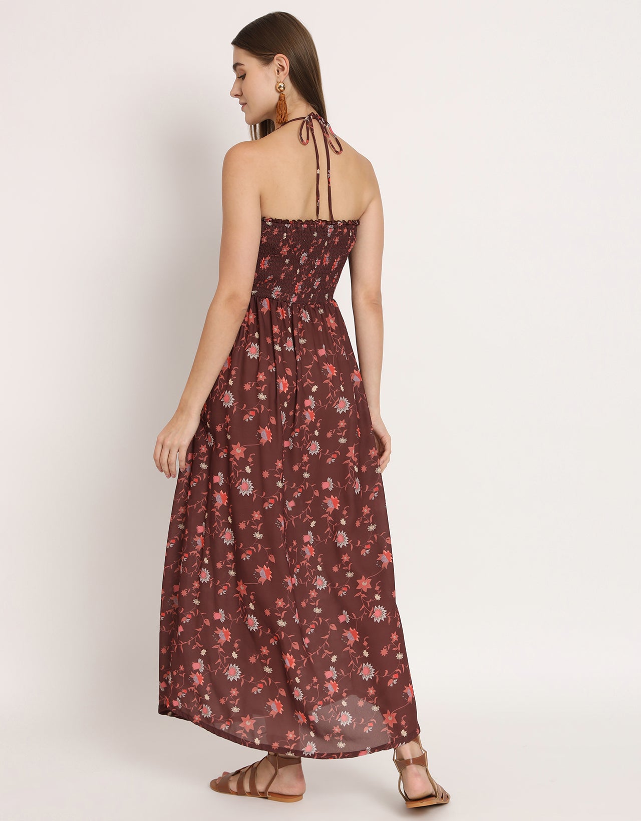 Printed Cut Out Halter Dress