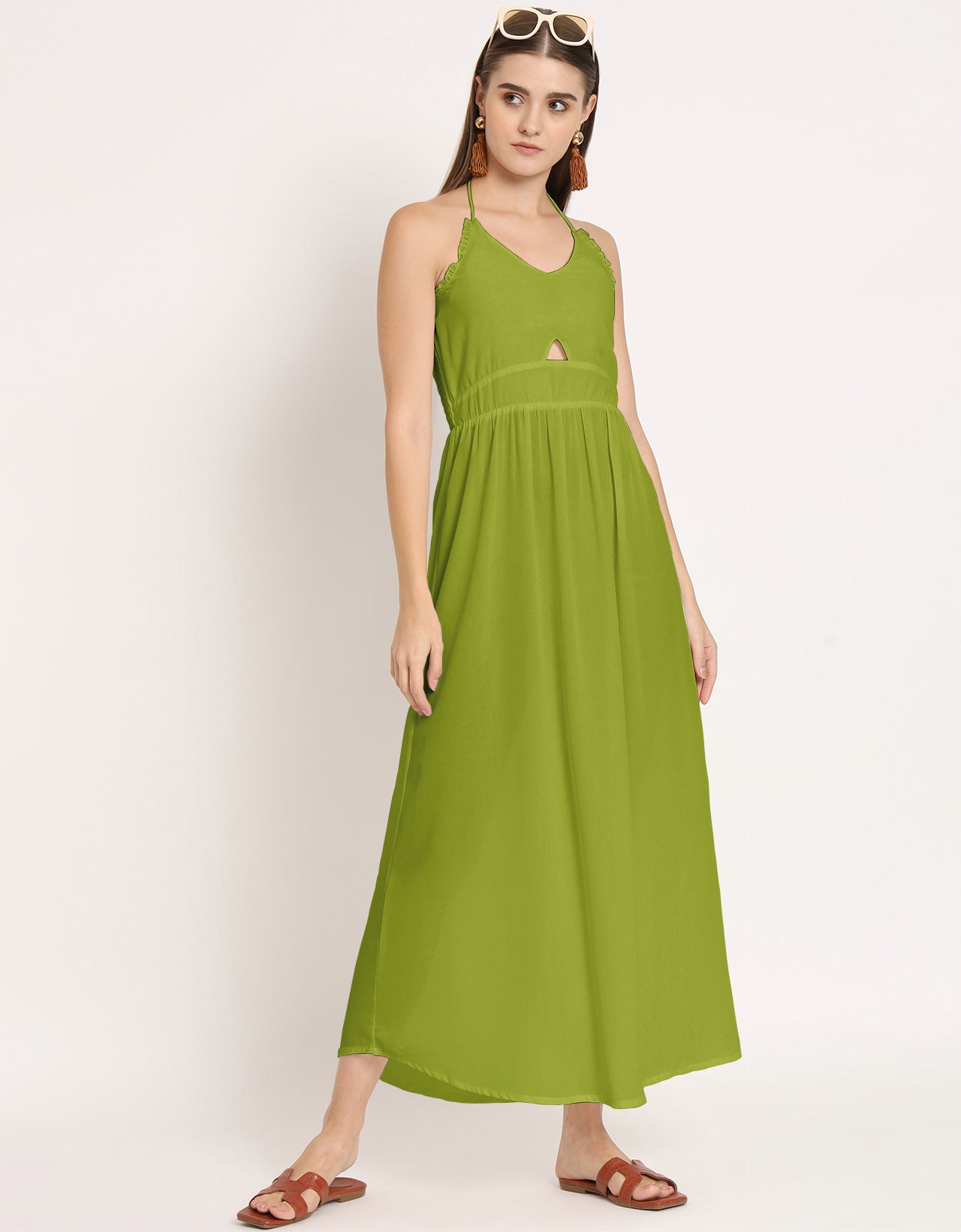 Printed Cut Out Halter Dress