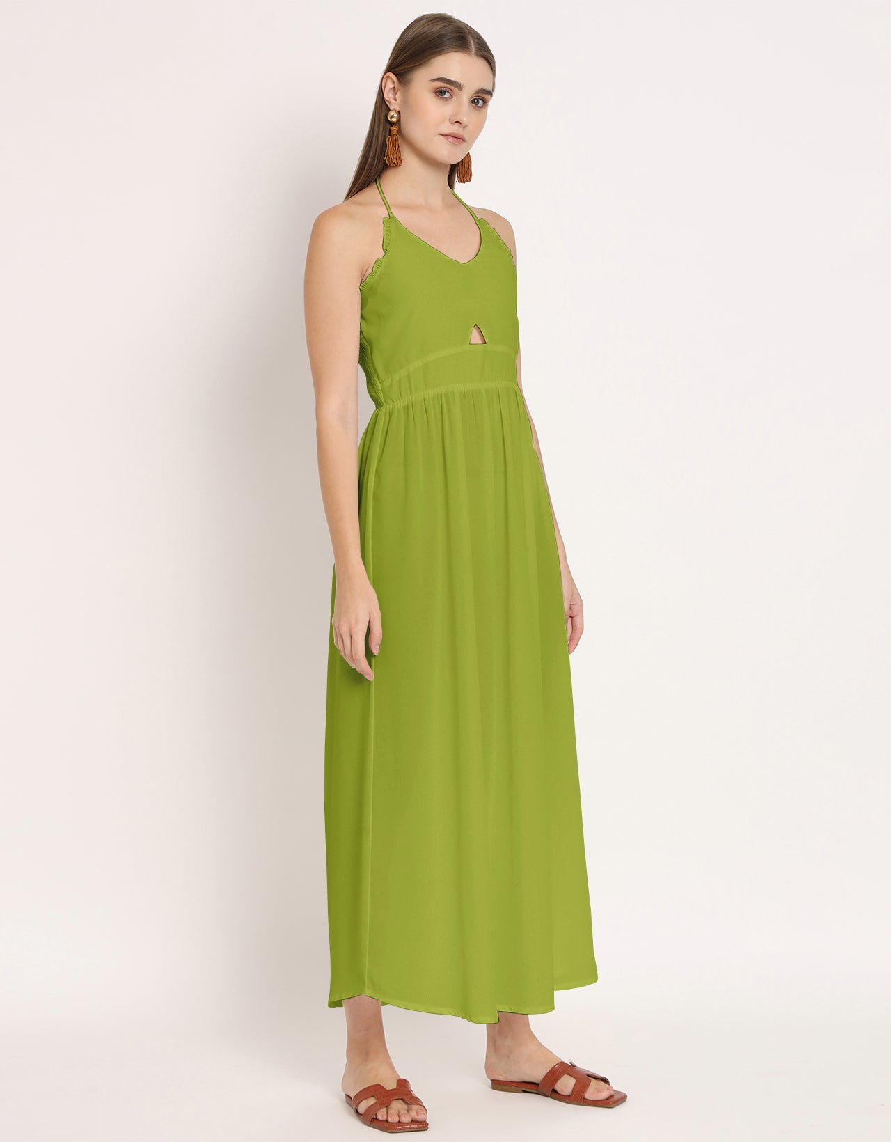 Printed Cut Out Halter Dress