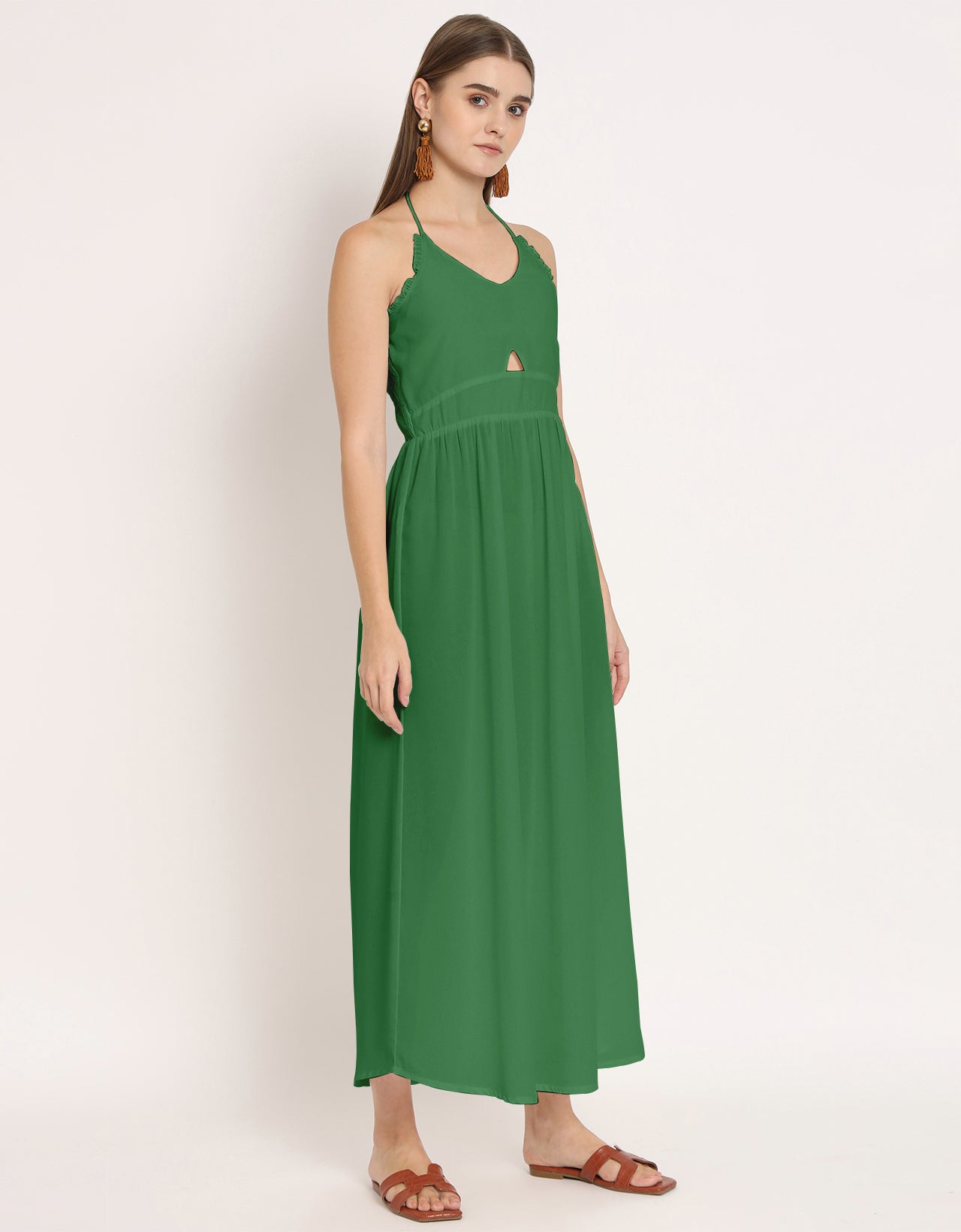 Printed Cut Out Halter Dress