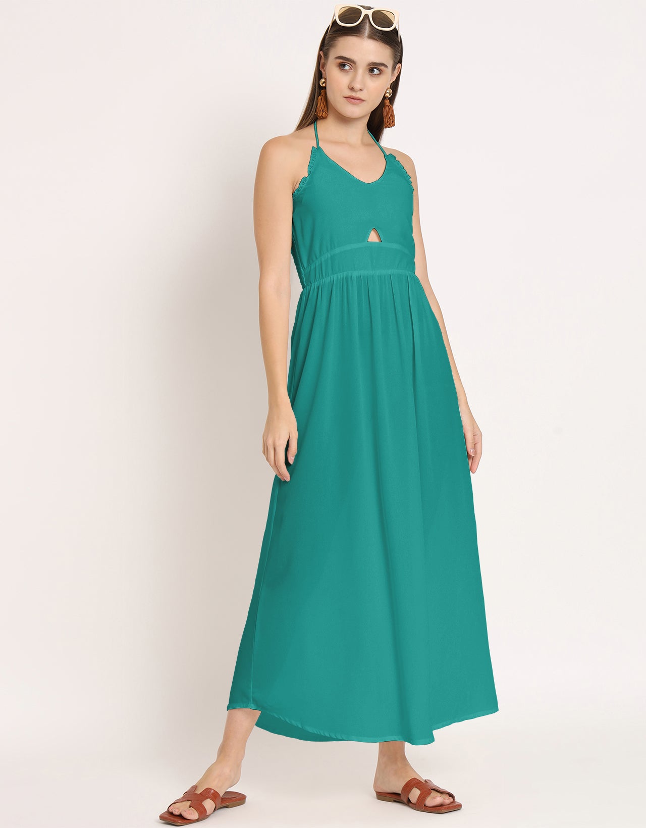 Printed Cut Out Halter Dress