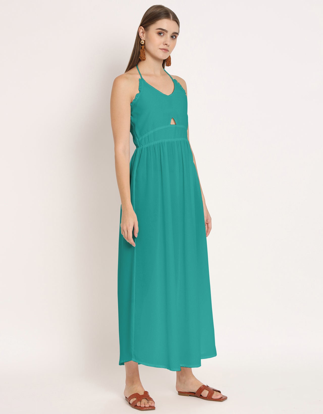 Printed Cut Out Halter Dress