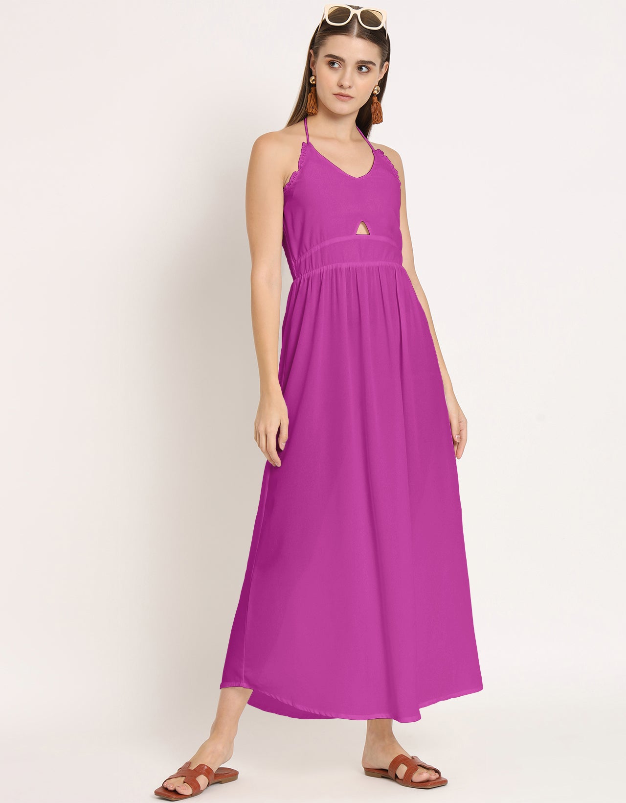 Printed Cut Out Halter Dress