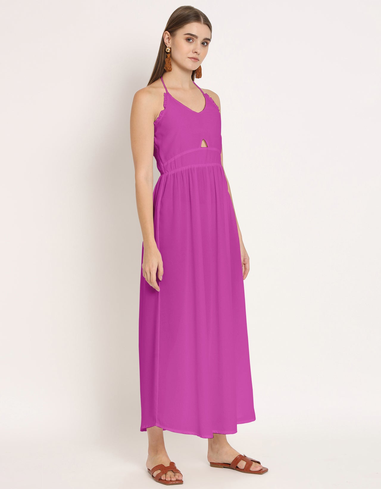 Printed Cut Out Halter Dress