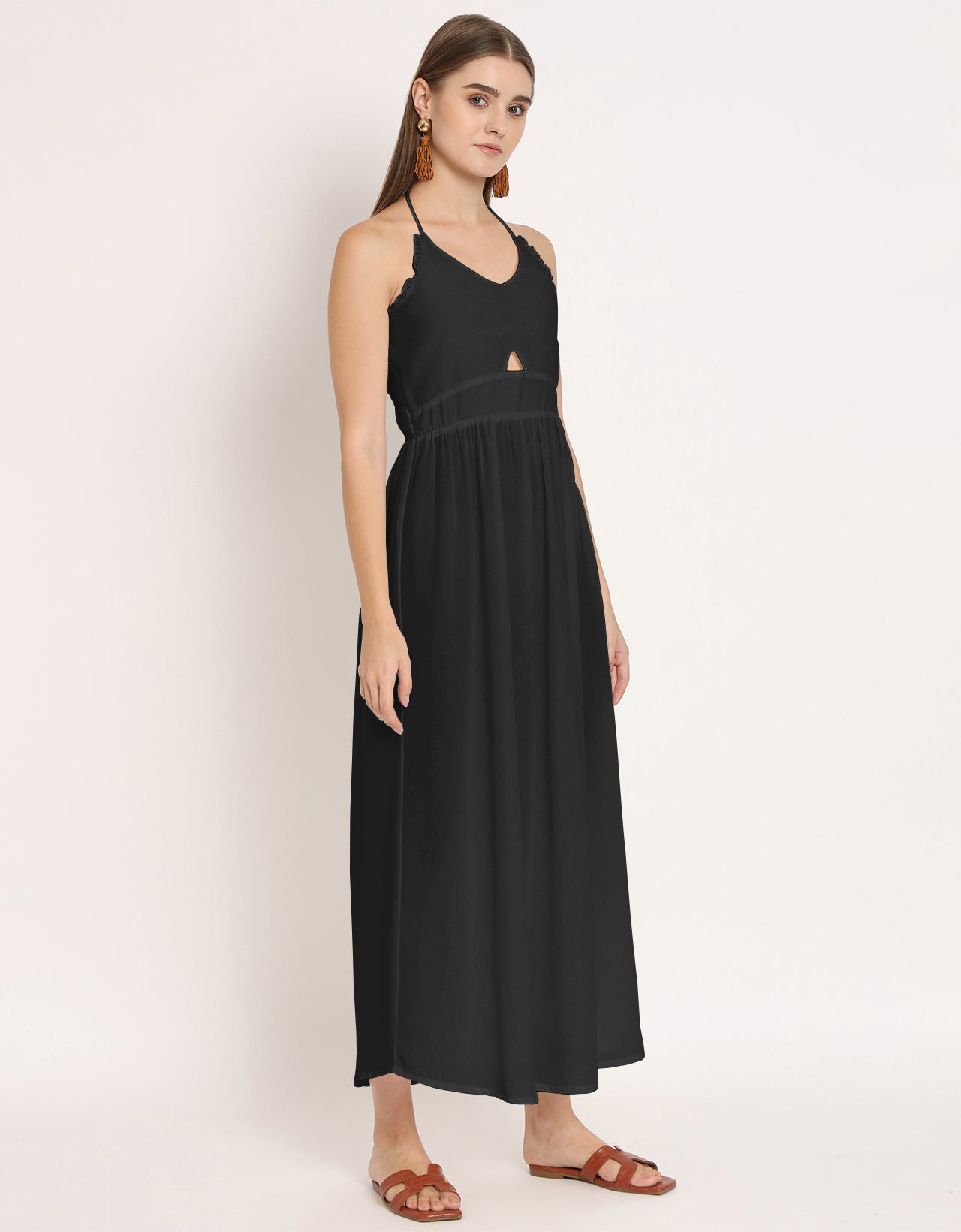 Printed Cut Out Halter Dress