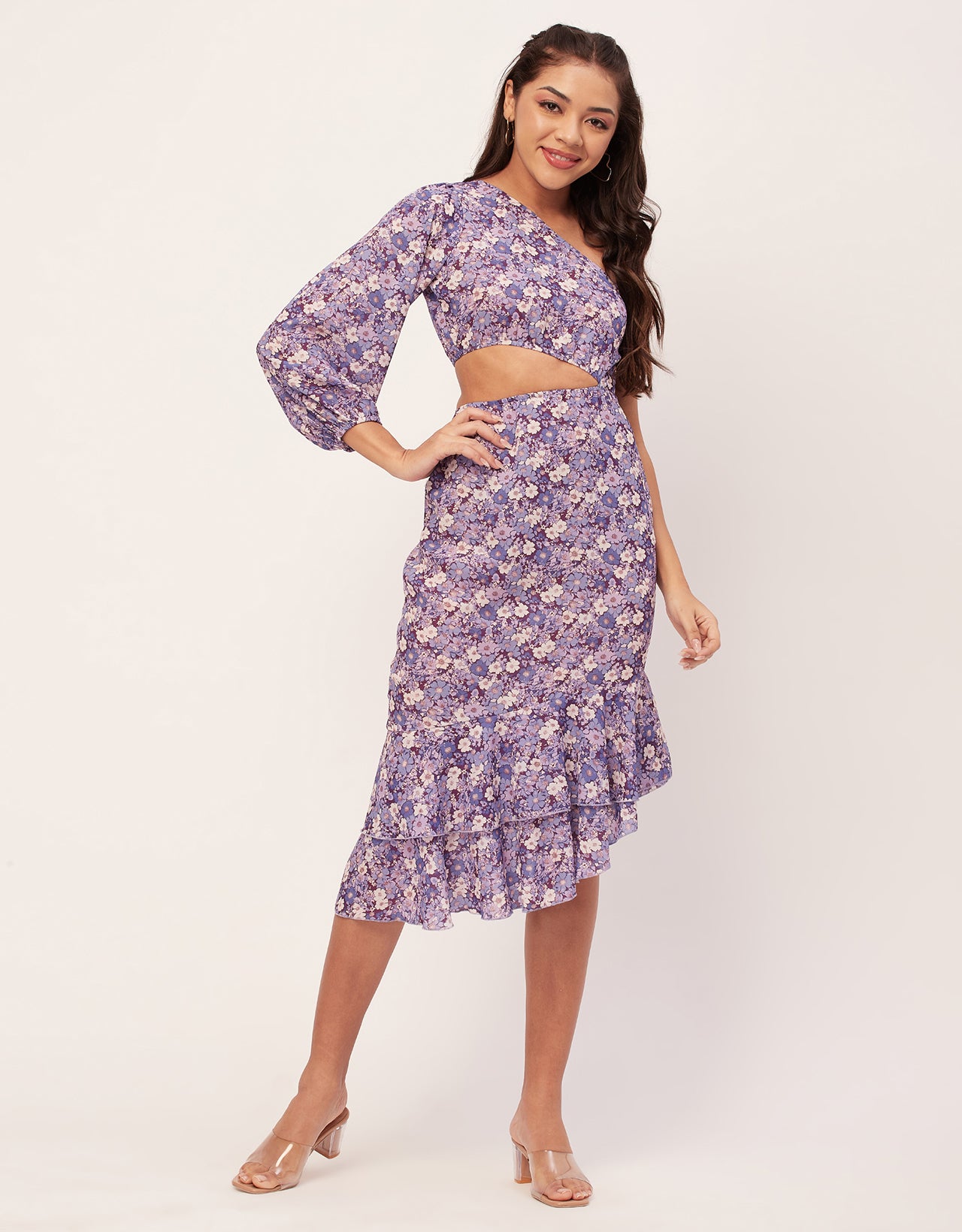 One Shoulder Ruffle Dress