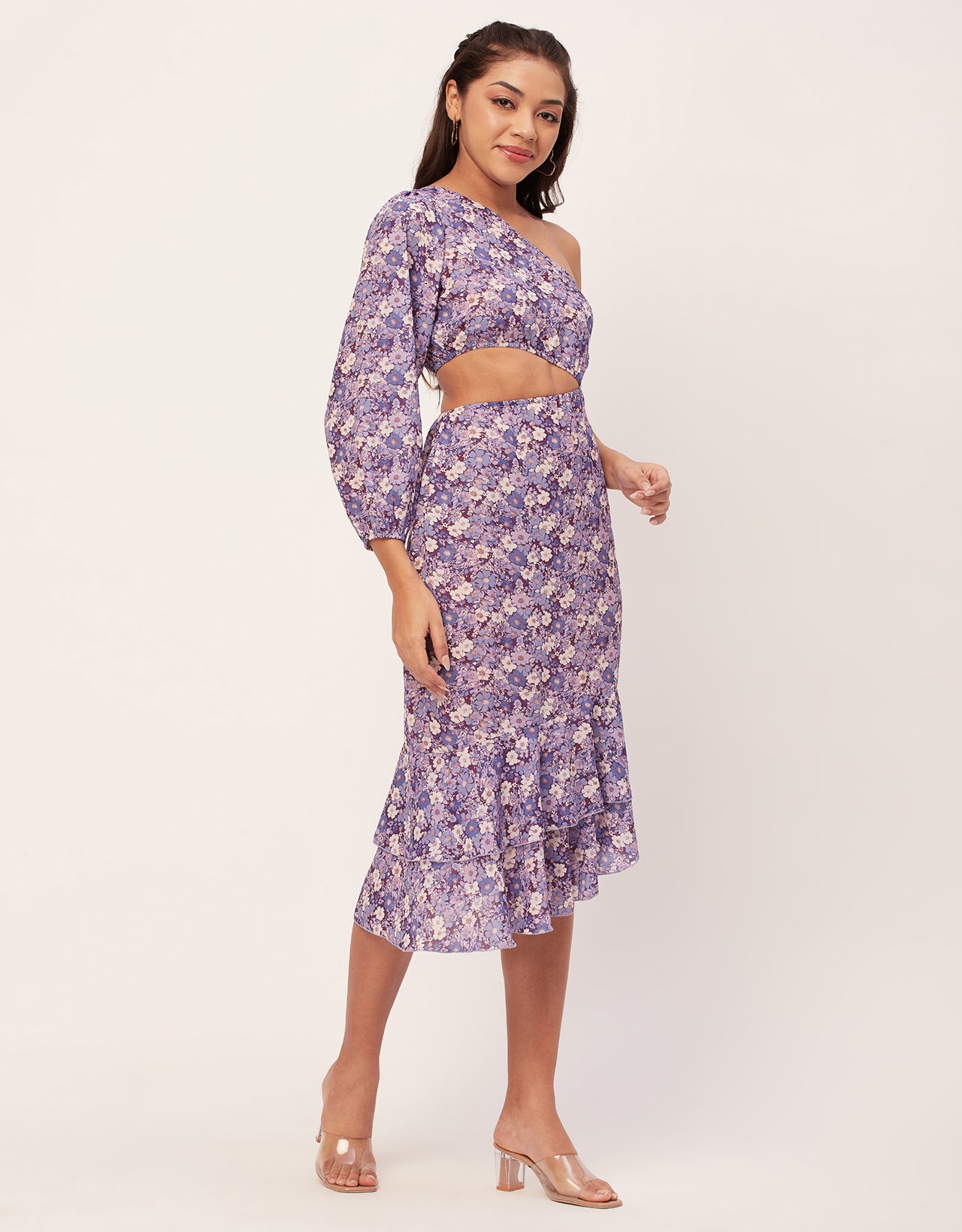 One Shoulder Ruffle Dress