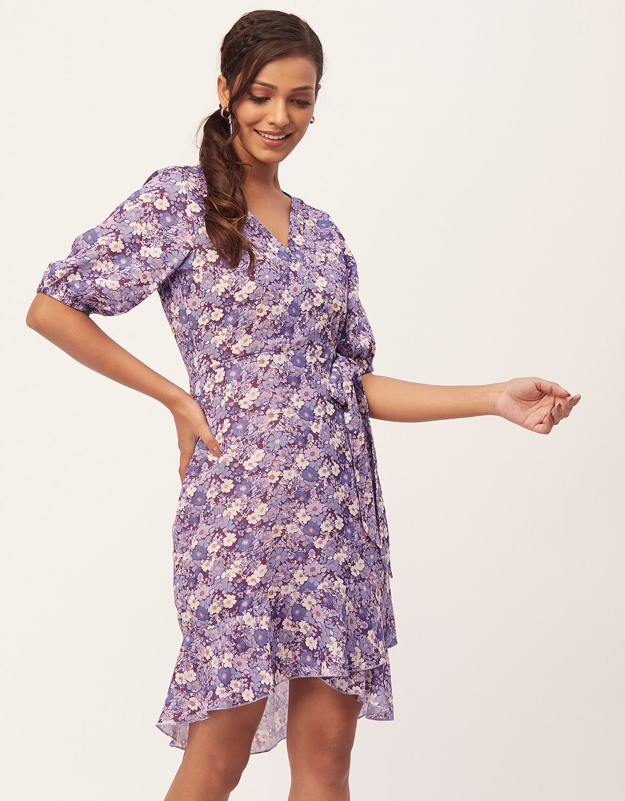 Casual Dresses, V-Neck Asymmetric