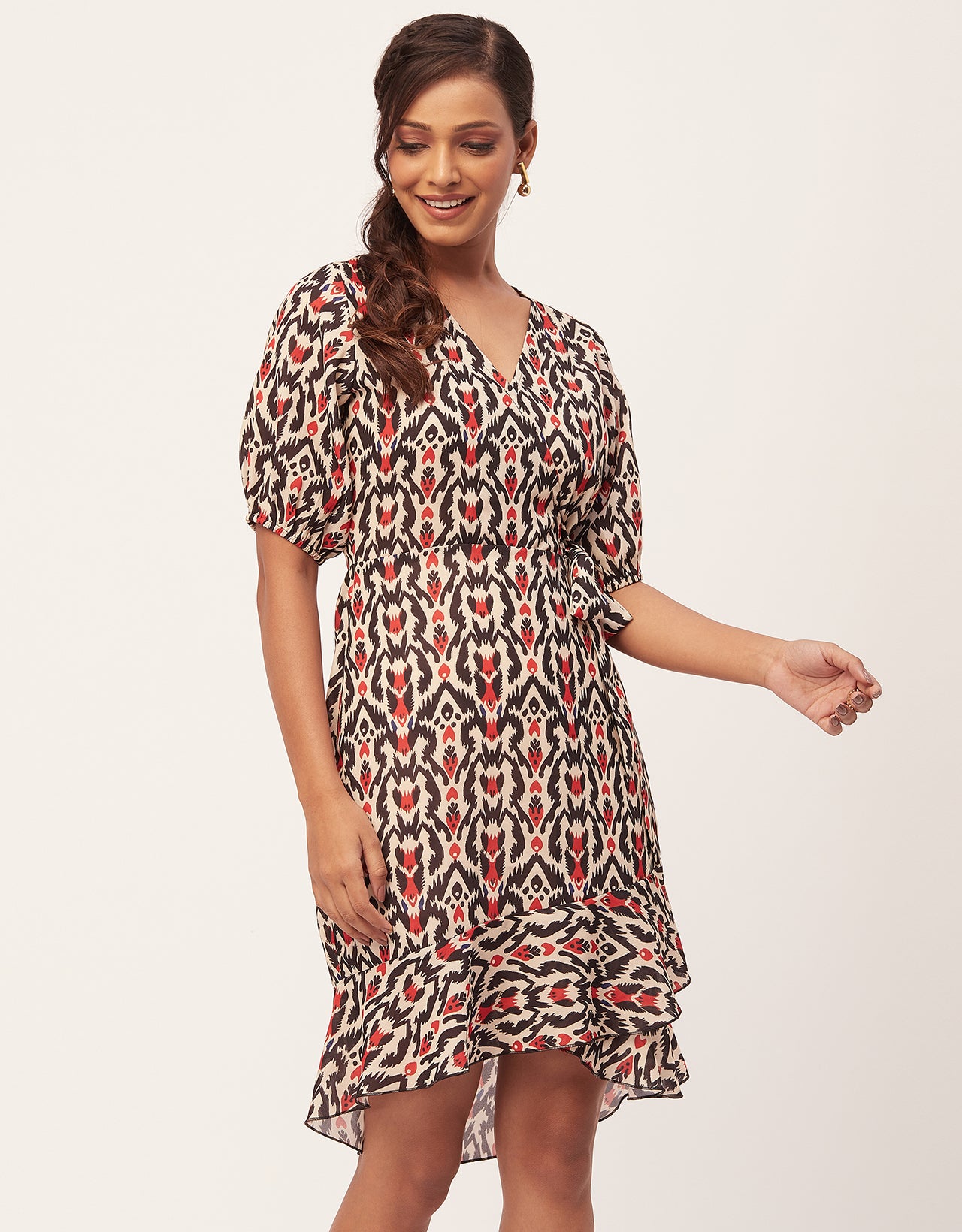 Casual Dresses, V-Neck Asymmetric