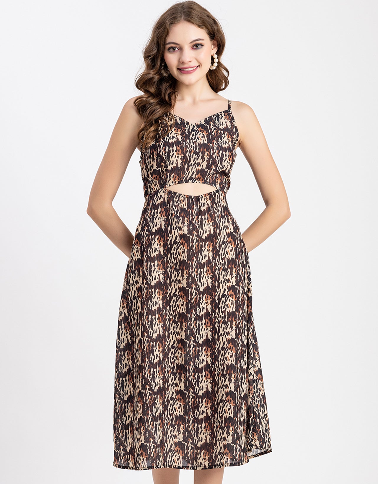 Printed Spaghetti Midi Dress