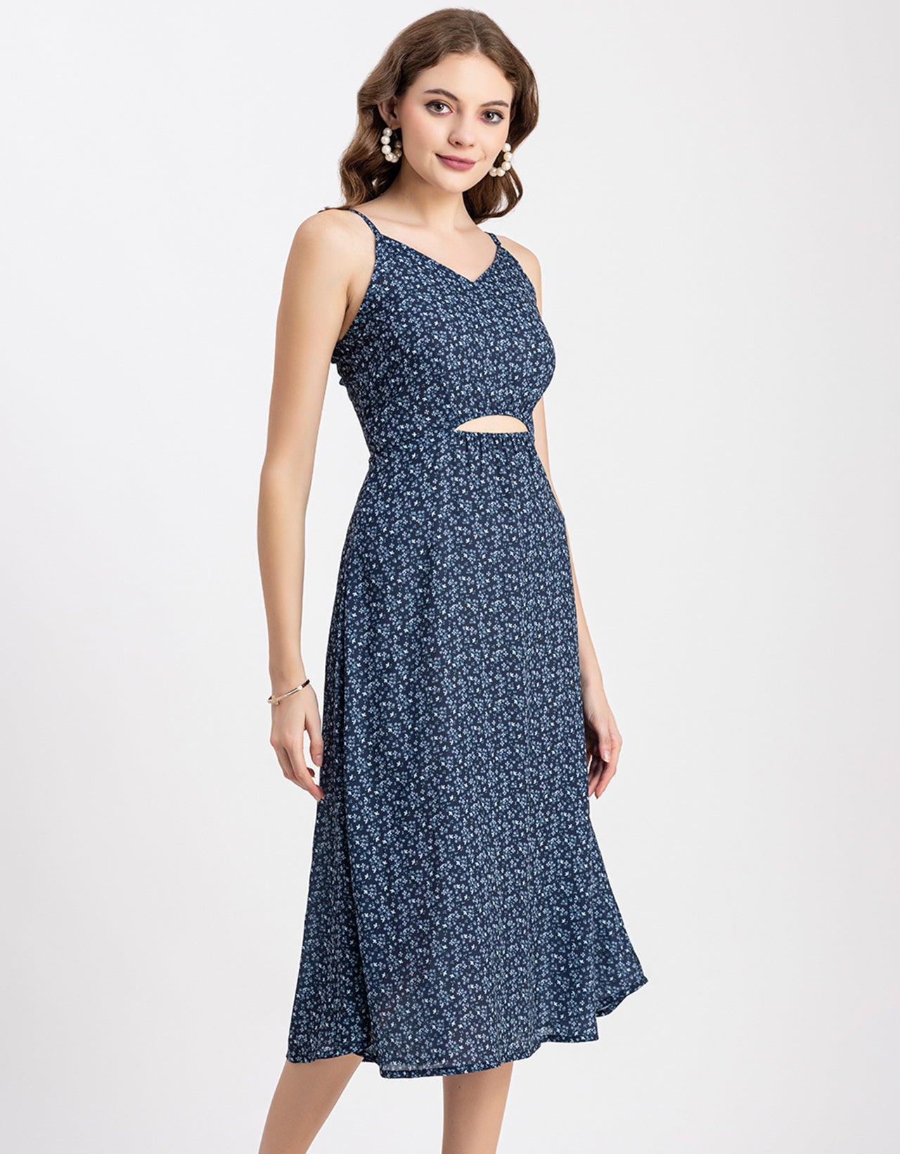 Printed Spaghetti Midi Dress