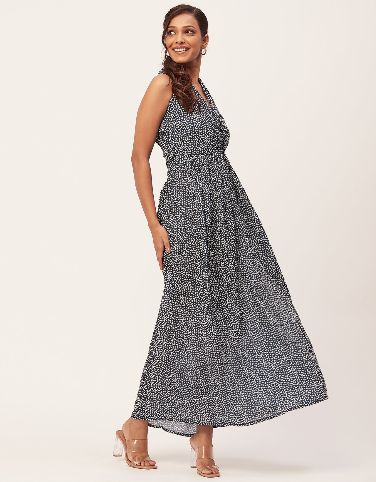 Halter Maxi Dress, V-Neck