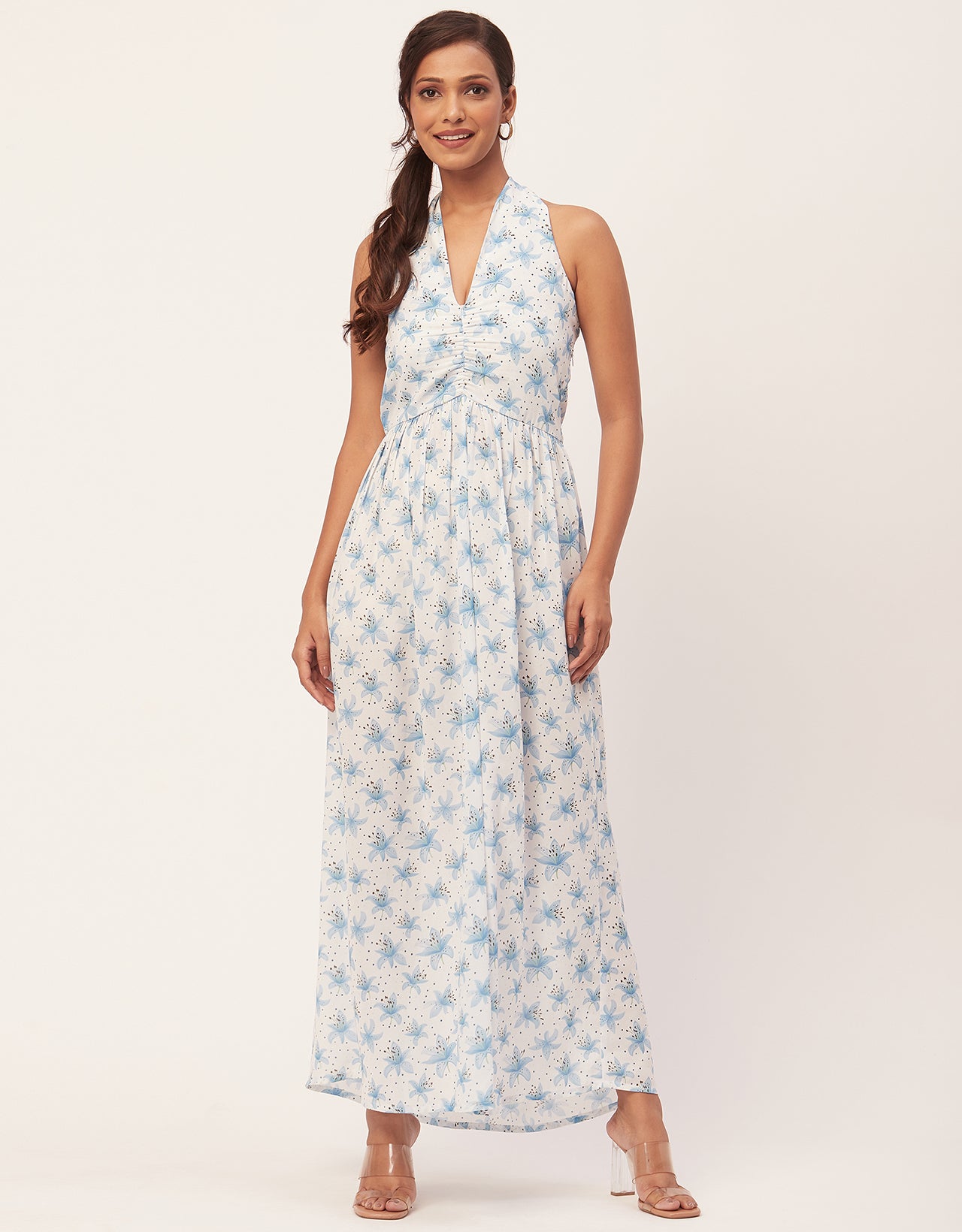 Halter Maxi Dress, V-Neck