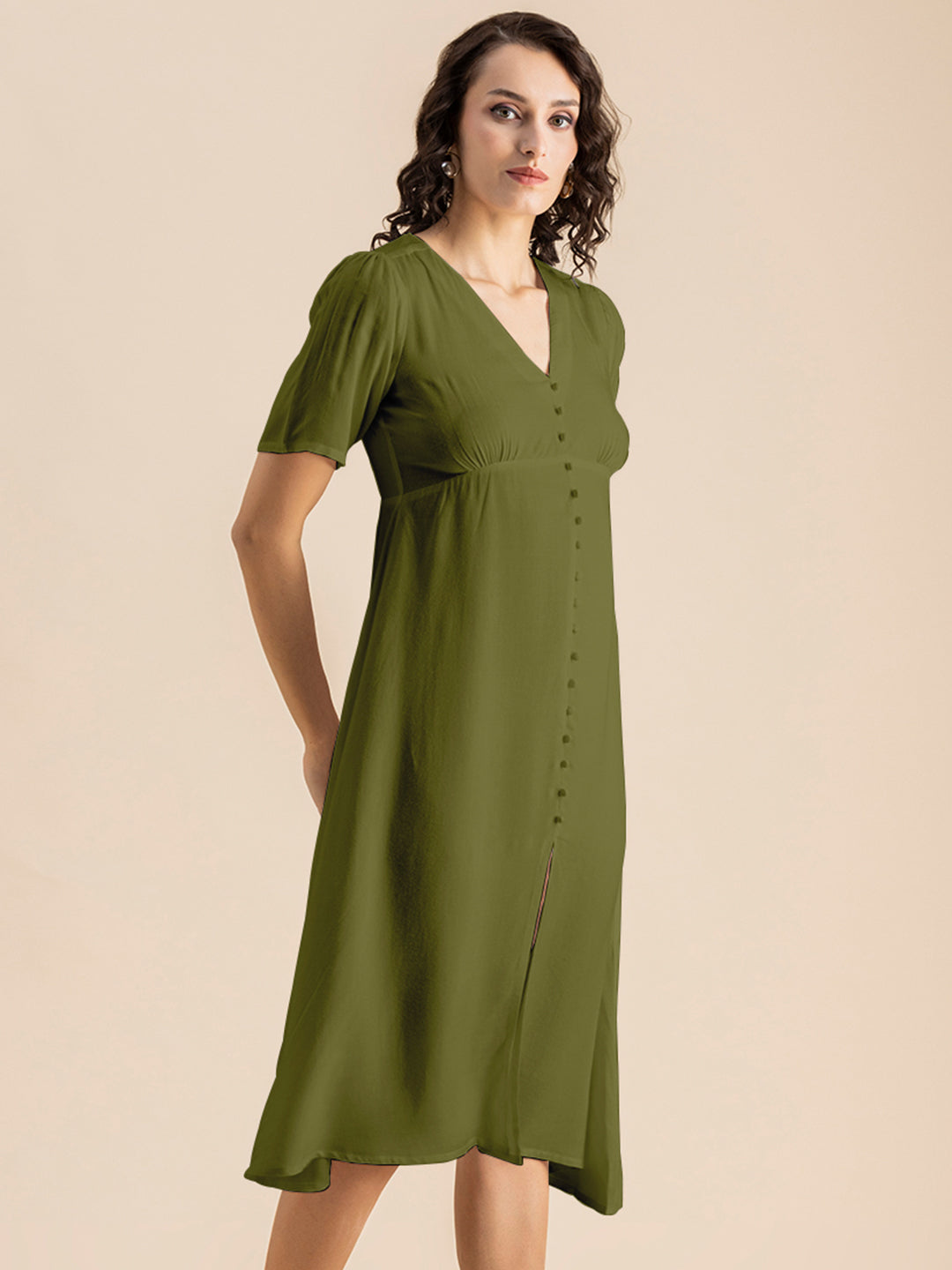 Front Slit Midi Dress