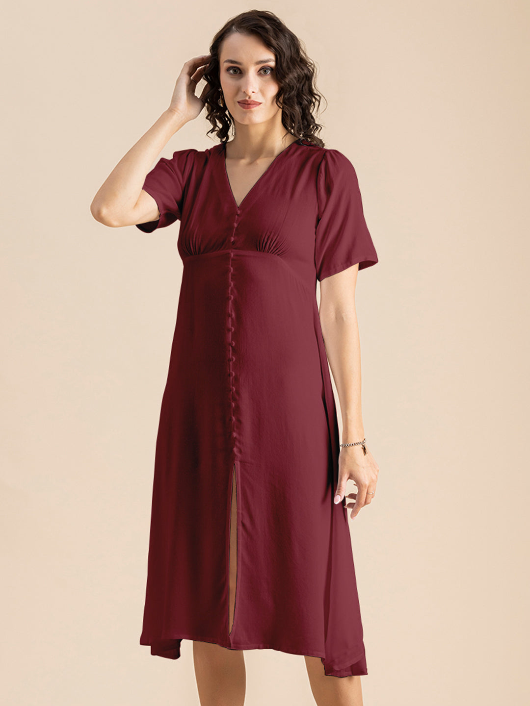 Front Slit Midi Dress