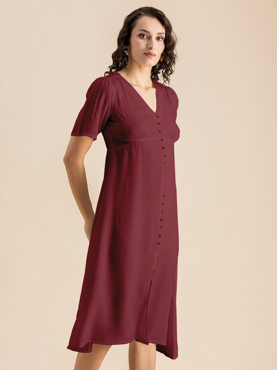 Front Slit Midi Dress