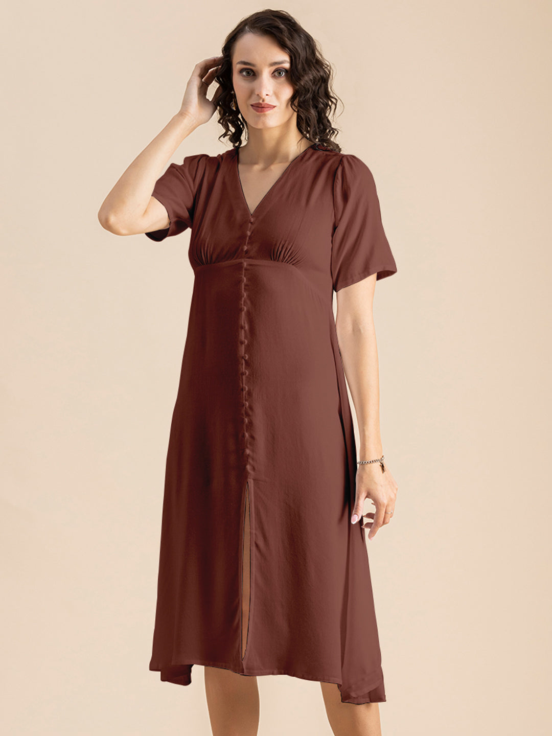 Front Slit Midi Dress