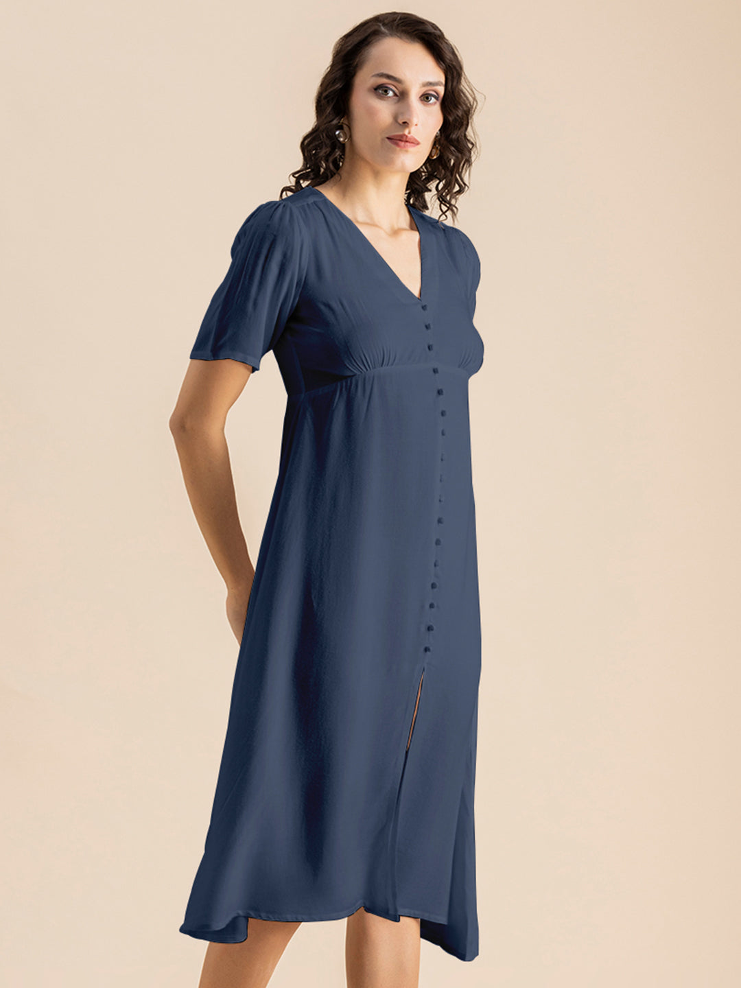 Front Slit Midi Dress