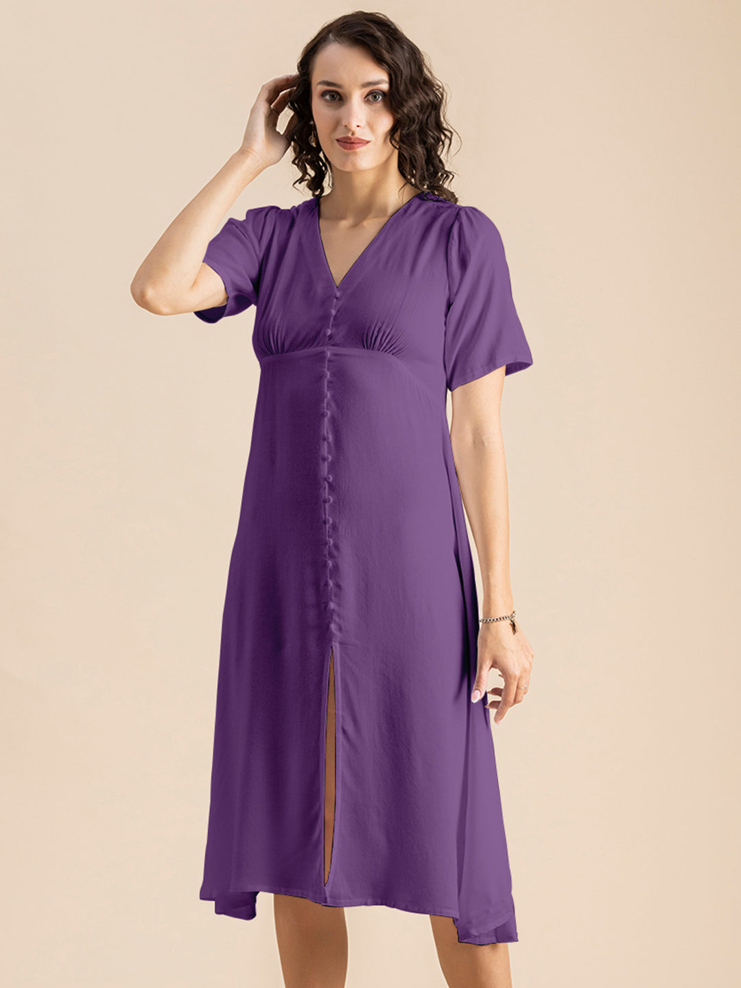 Front Slit Midi Dress
