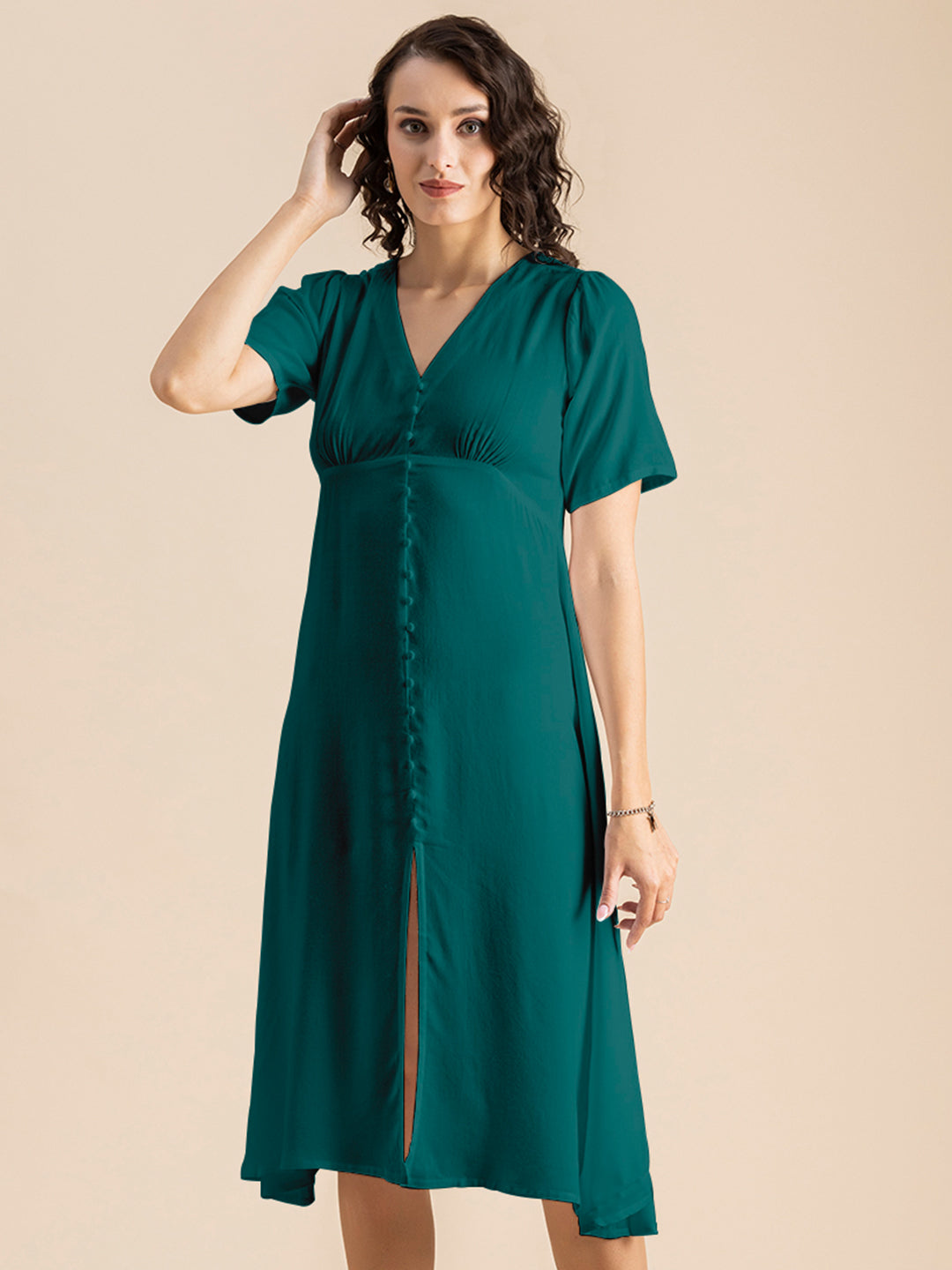 Front Slit Midi Dress
