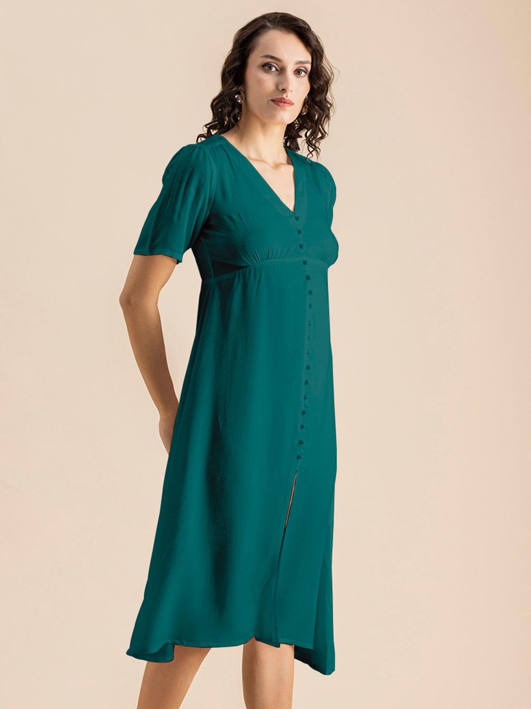 Front Slit Midi Dress