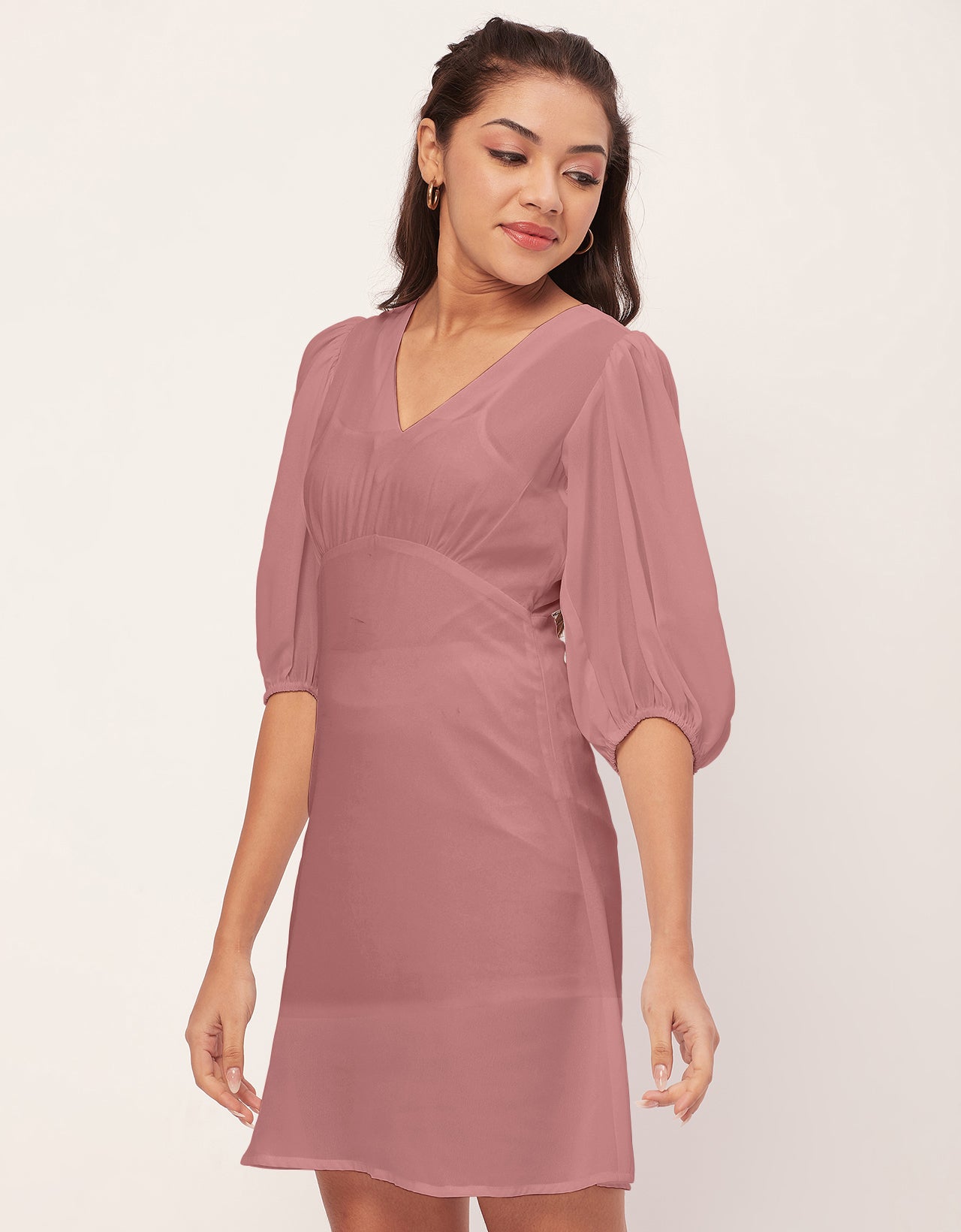 Color Shift Dress, V-Neck