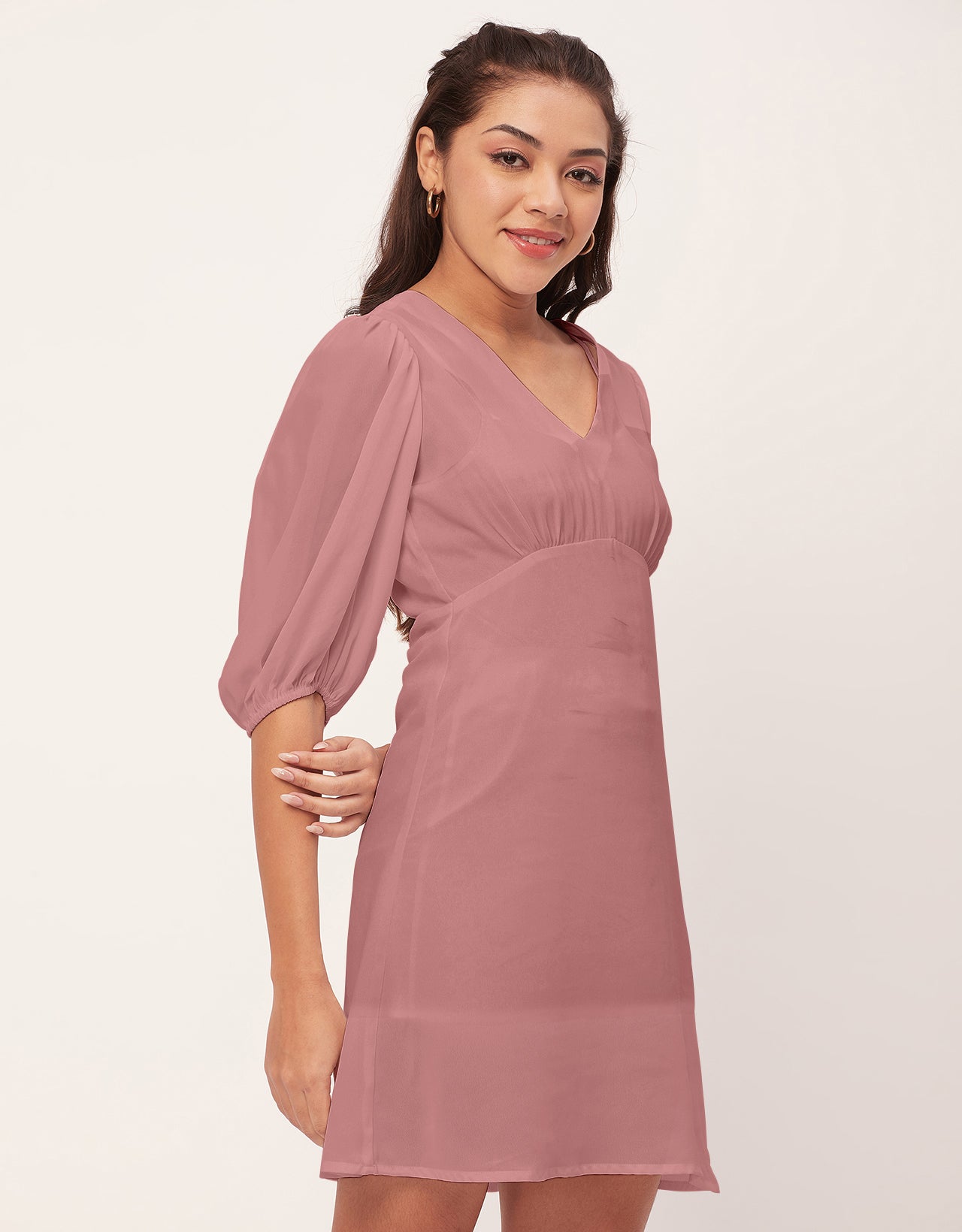 Color Shift Dress, V-Neck