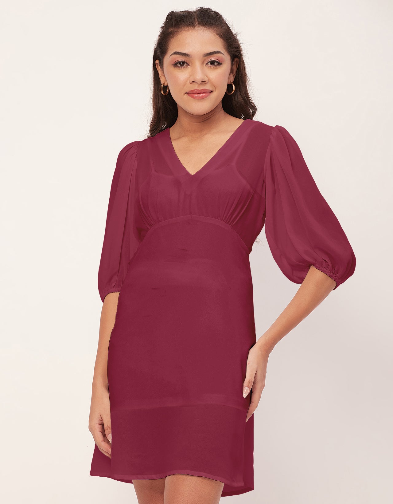 Color Shift Dress, V-Neck