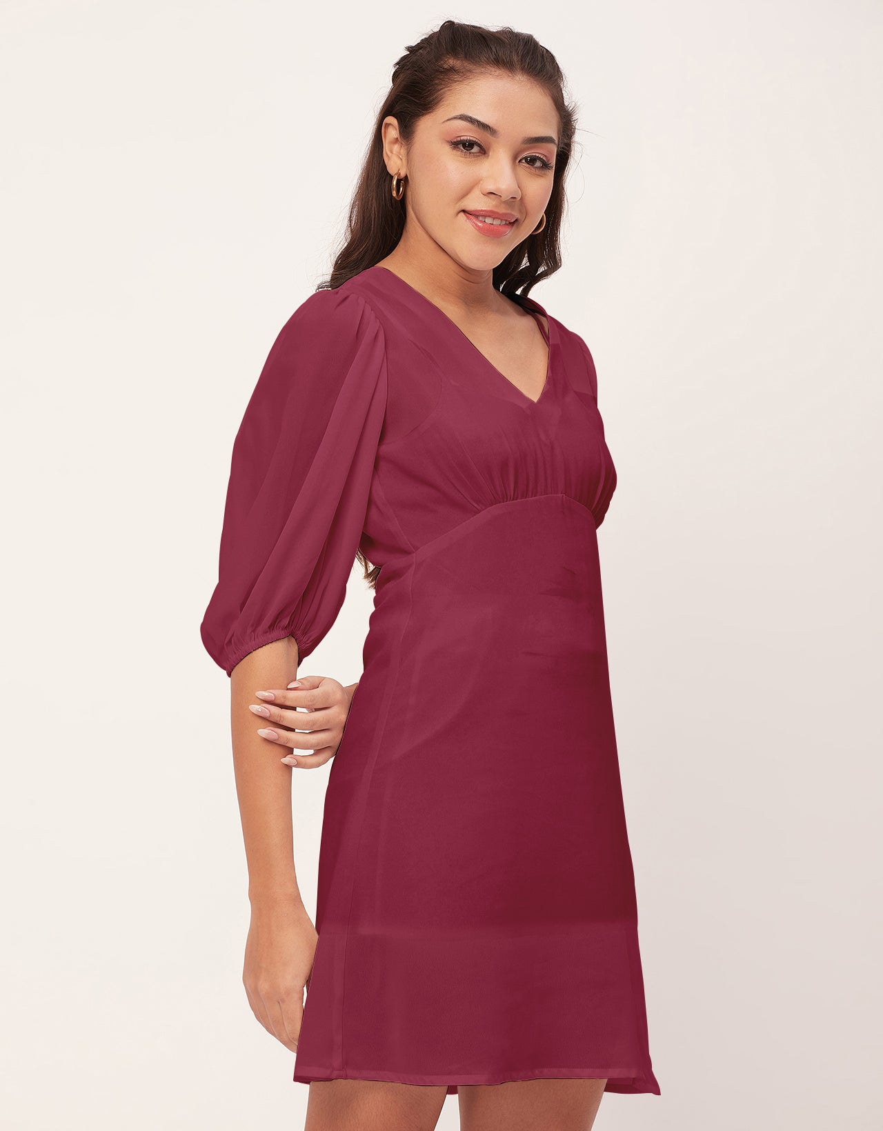 Color Shift Dress, V-Neck