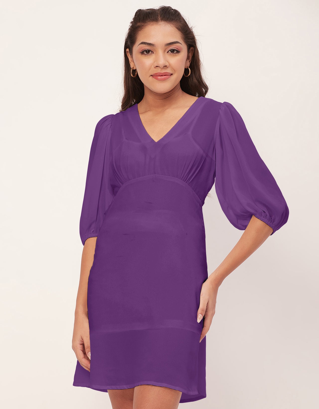 Color Shift Dress, V-Neck