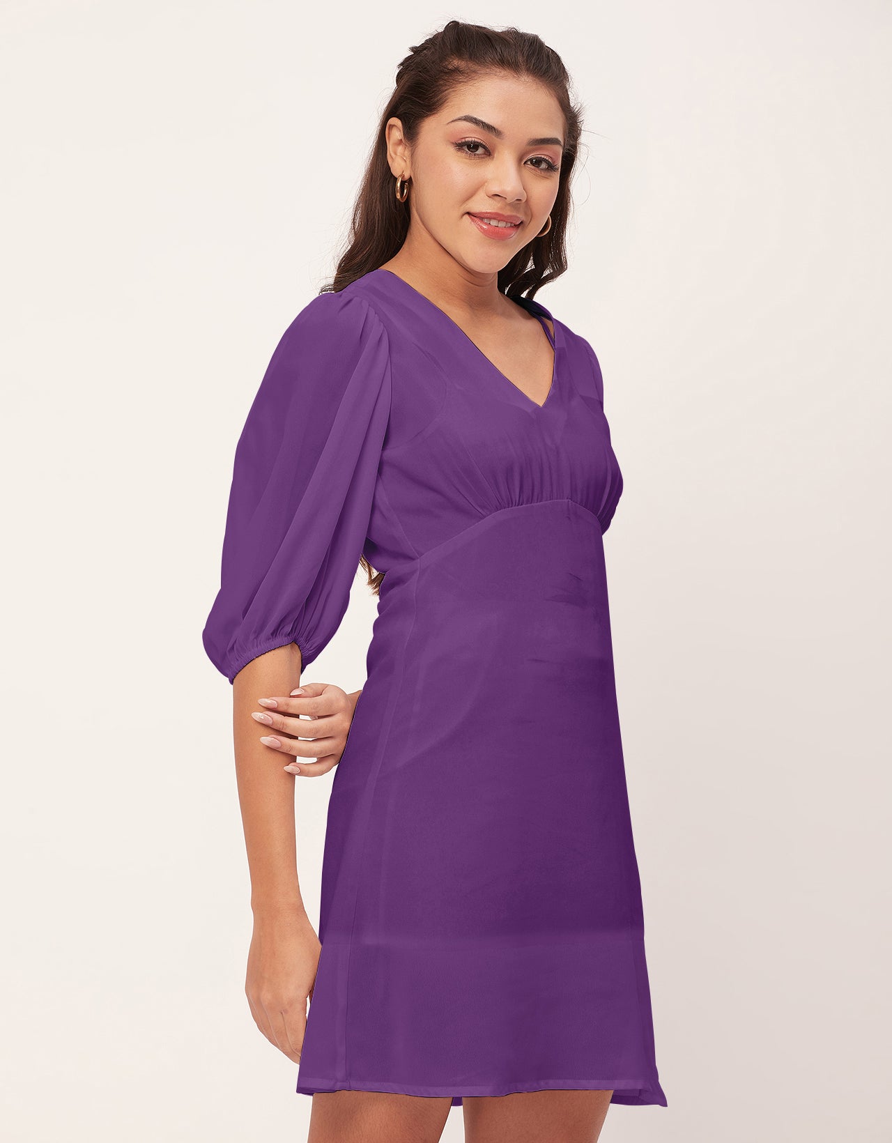 Color Shift Dress, V-Neck