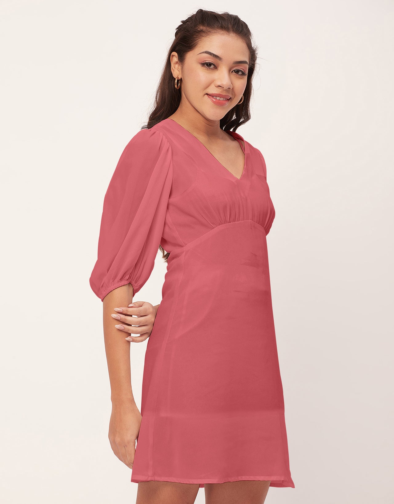 Color Shift Dress, V-Neck