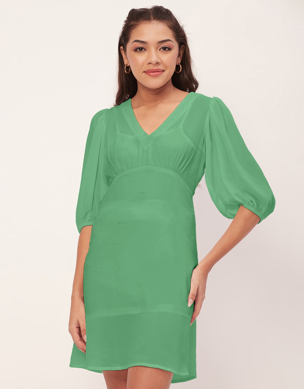 Color Shift Dress, V-Neck