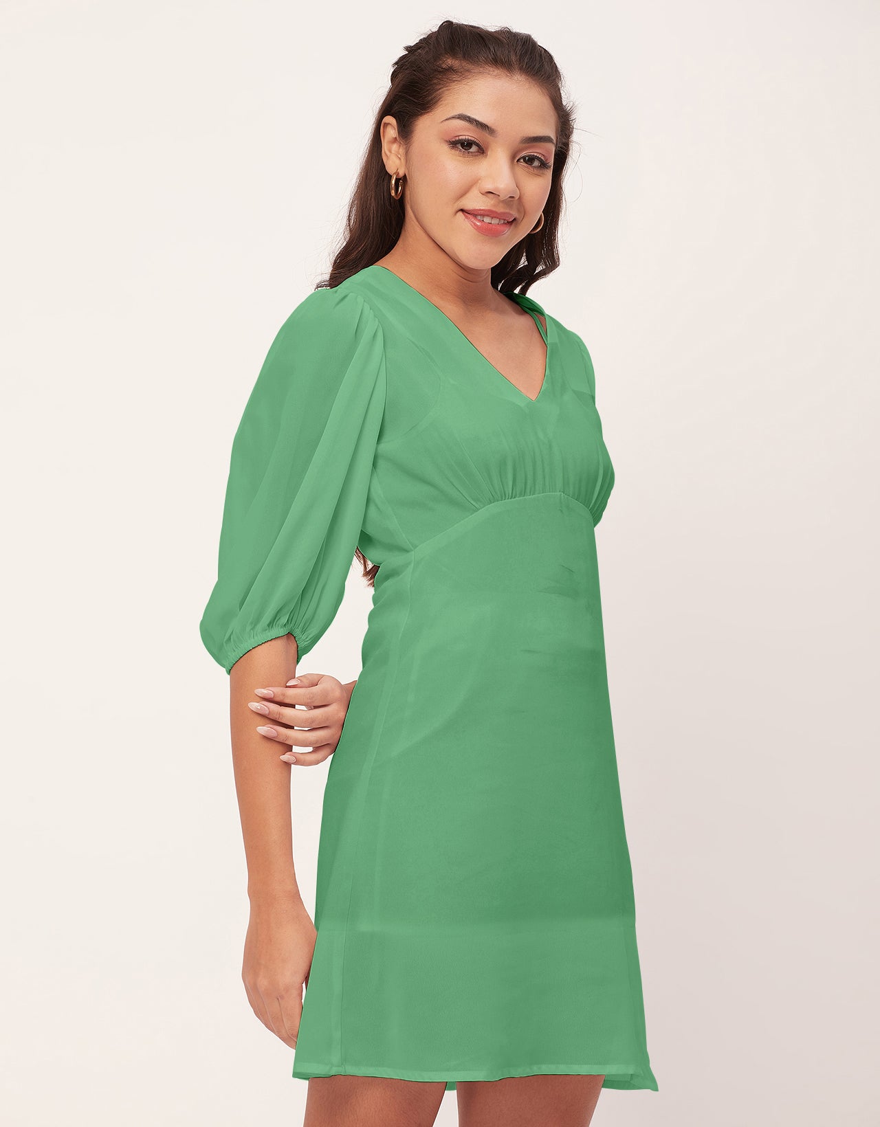 Color Shift Dress, V-Neck