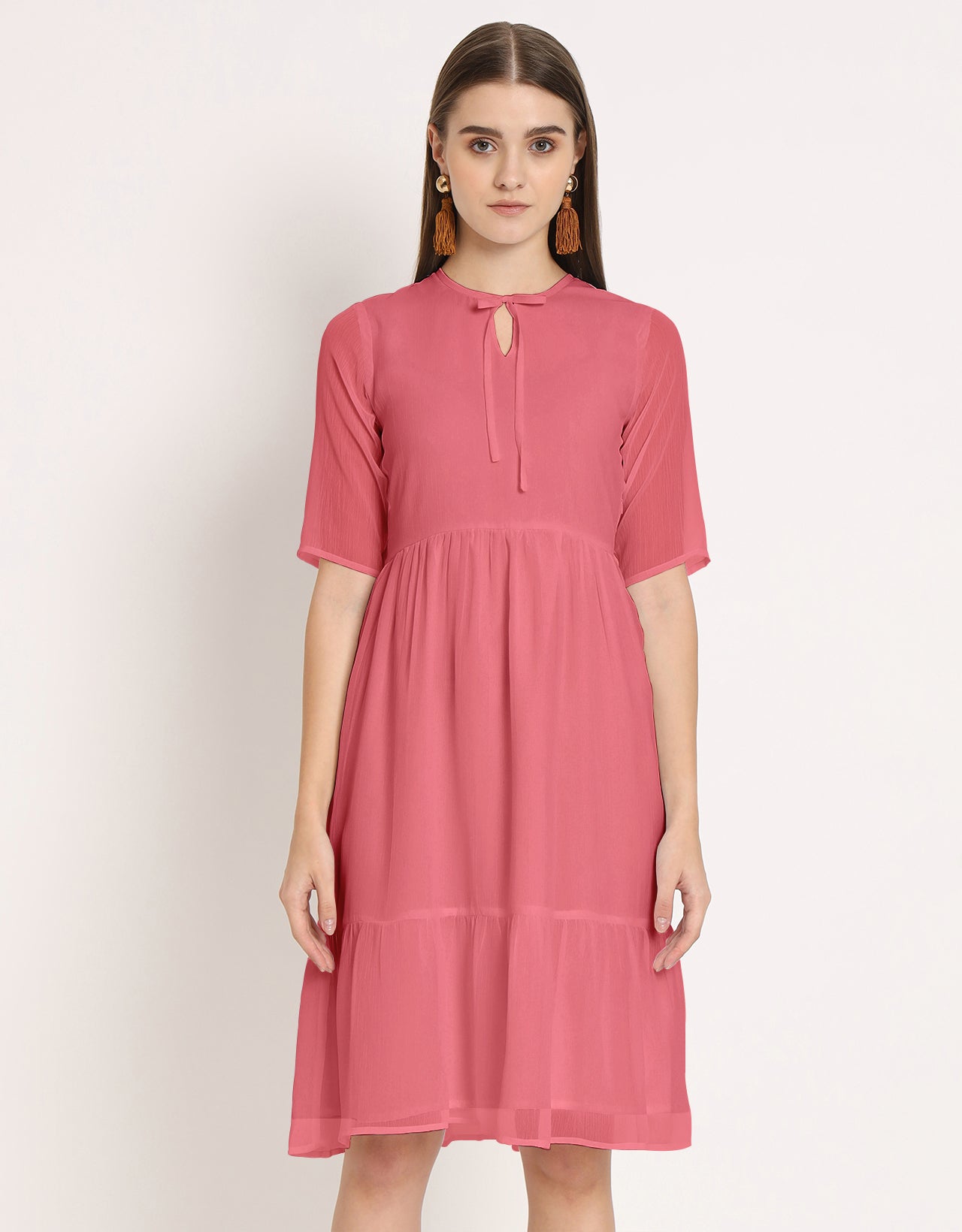 Solid Tiered Swing Dress