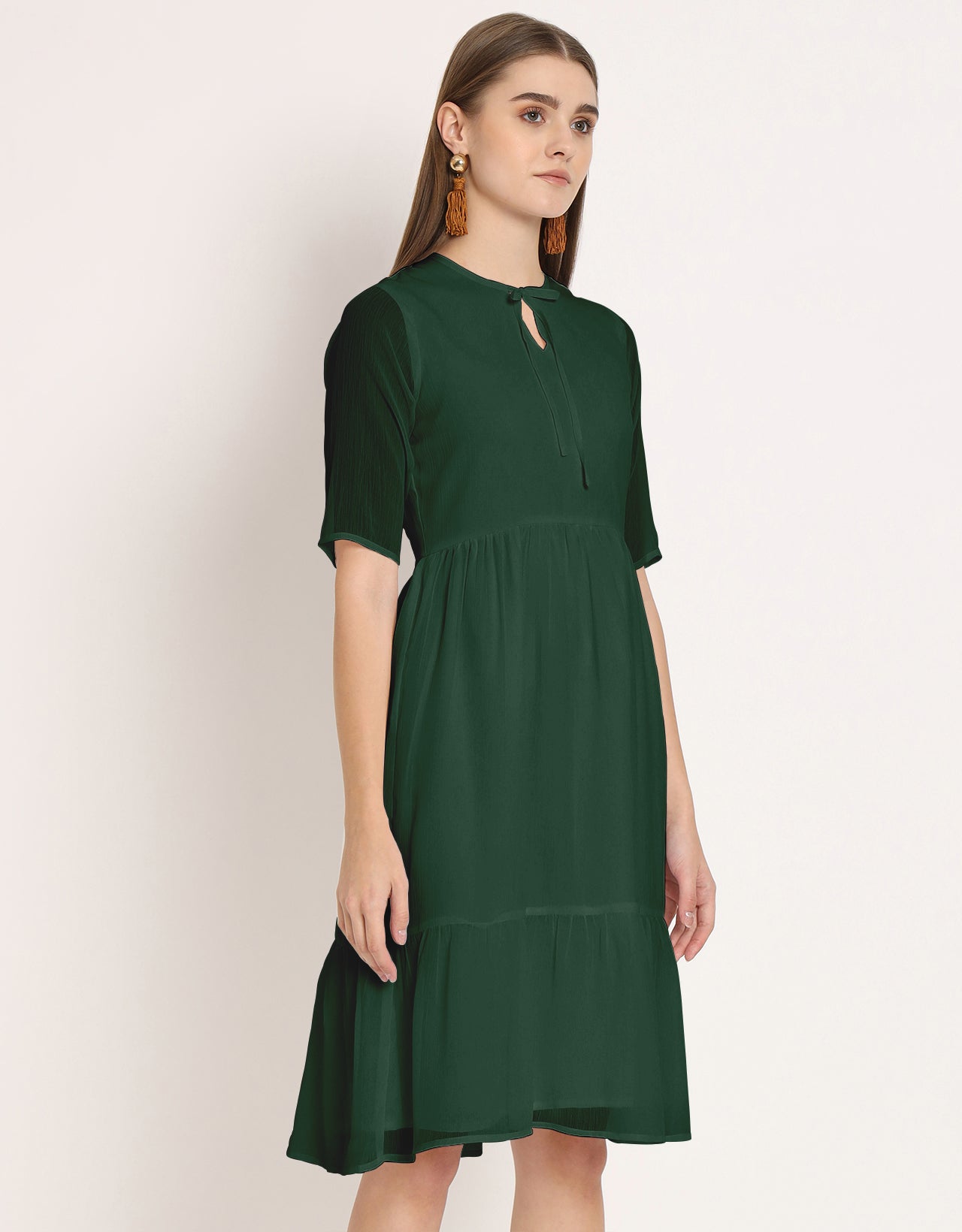 Solid Tiered Swing Dress