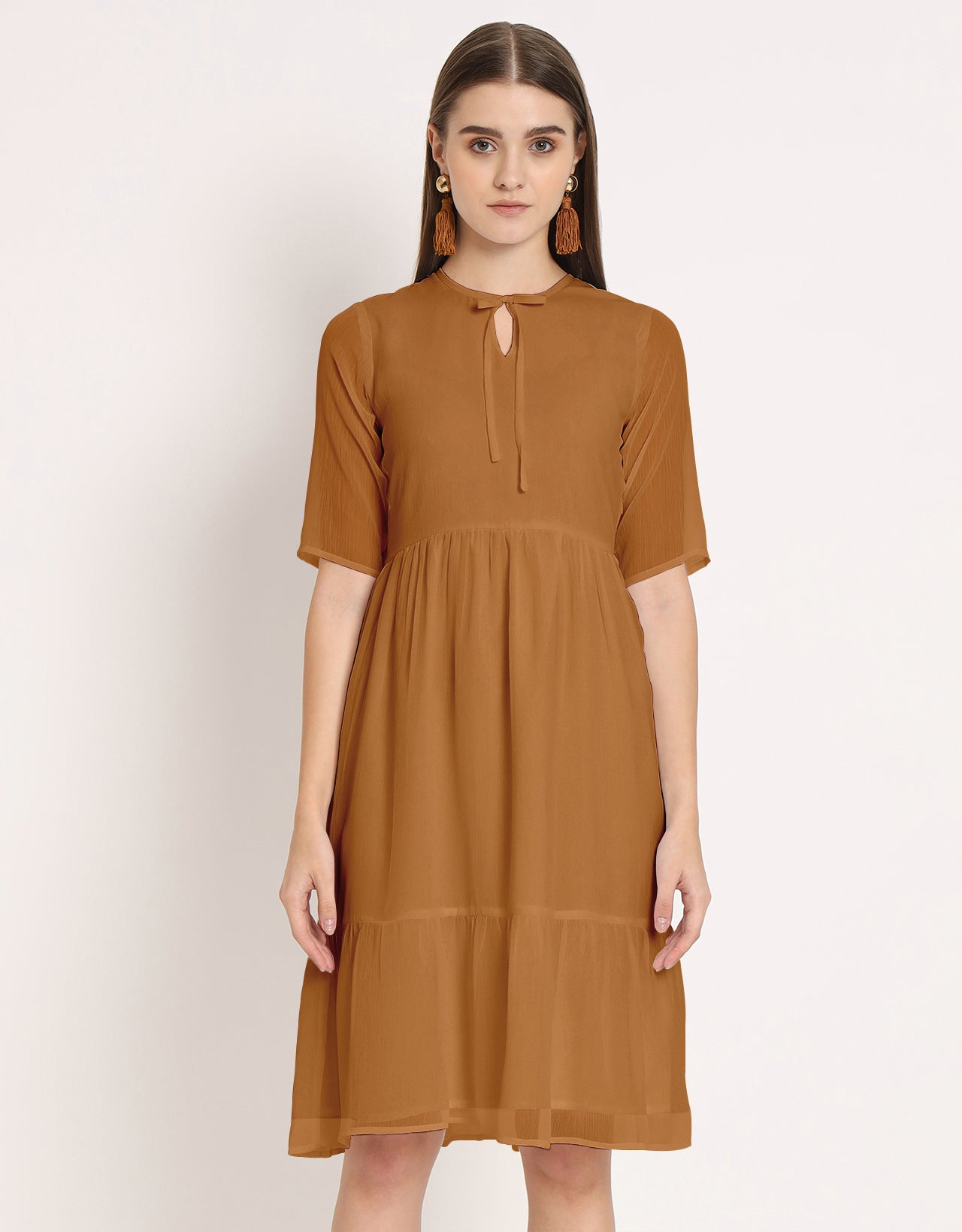 Solid Tiered Swing Dress