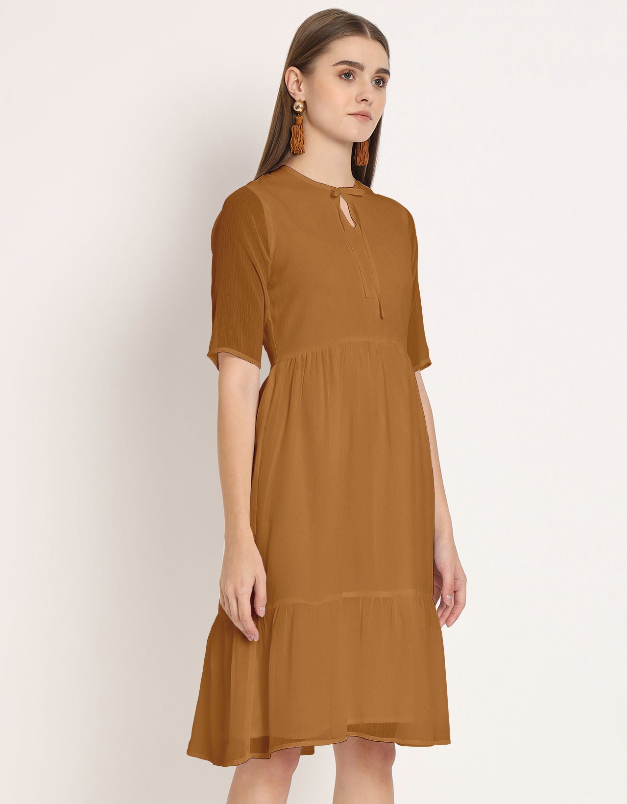 Solid Tiered Swing Dress