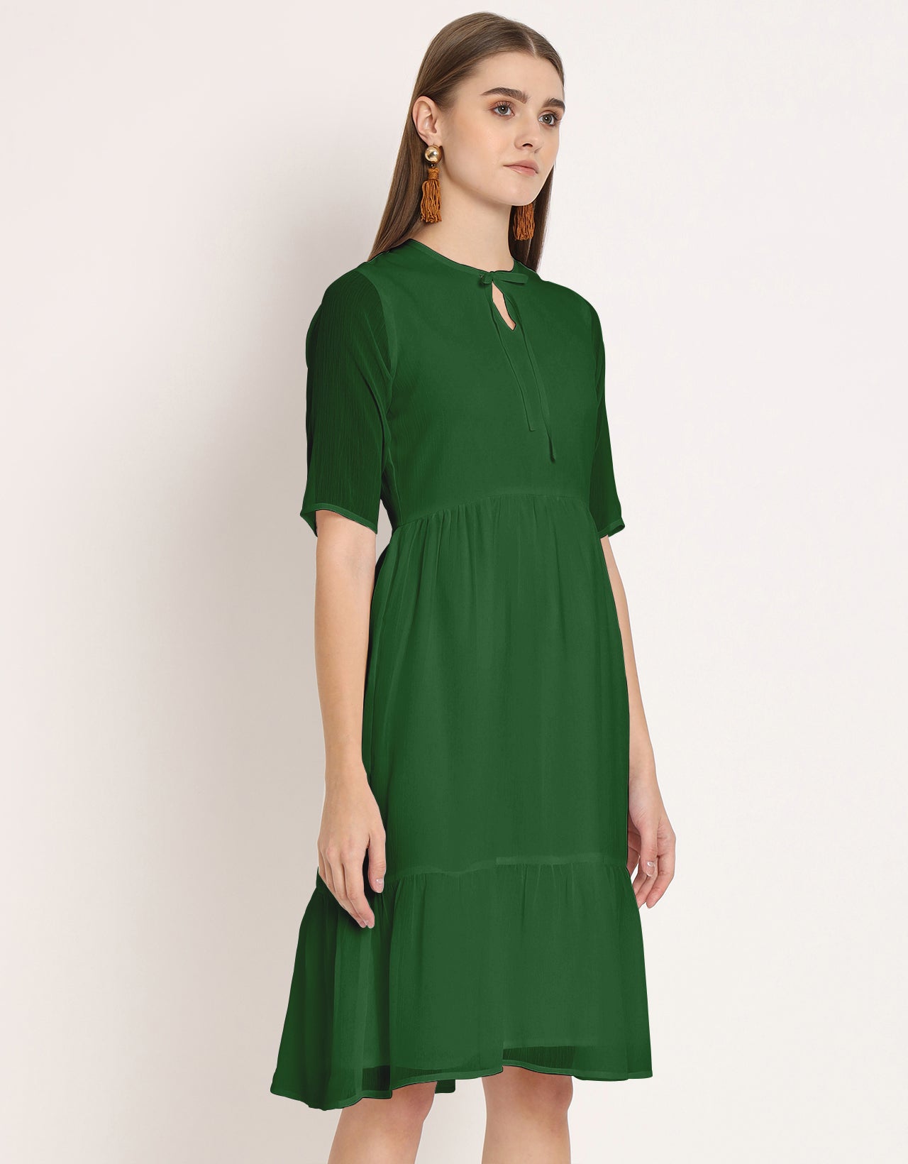Solid Tiered Swing Dress