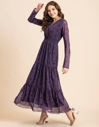 Flared Maxi Dress, V-Neck