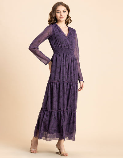 Flared Maxi Dress, V-Neck