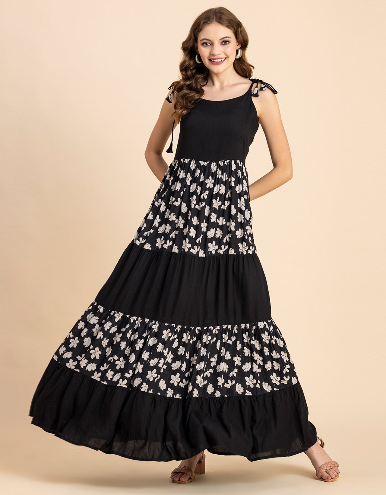 Printed Tiered Maxi Dress, Vacation