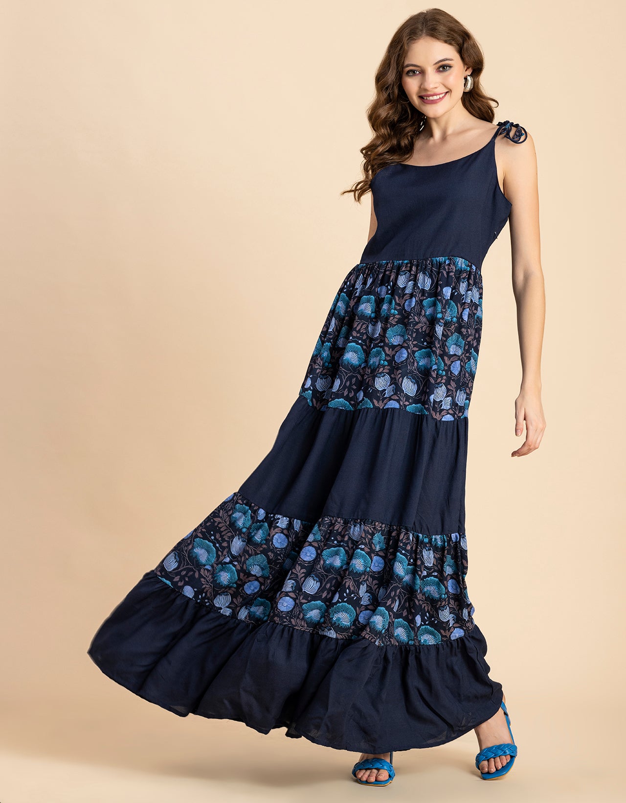 Printed Tiered Maxi Dress, Vacation