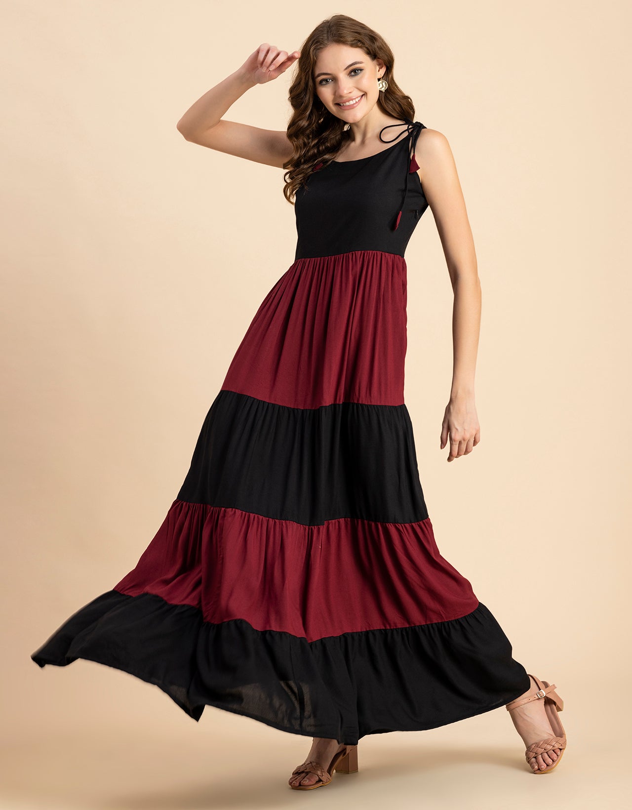 Printed Tiered Maxi Dress, Vacation