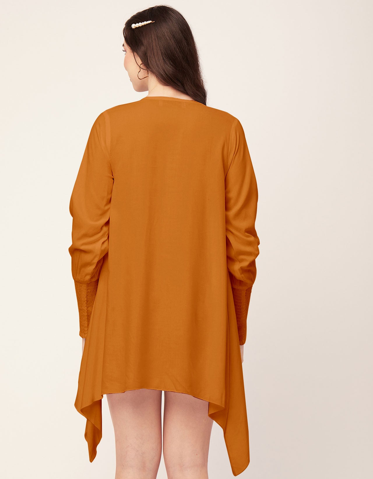 Solid Flared V Neck Dress