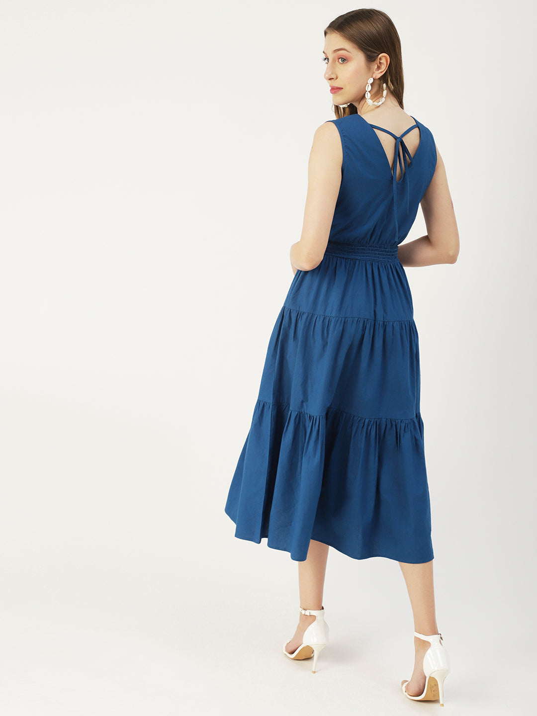 Solid Sleeveless Midi Dress