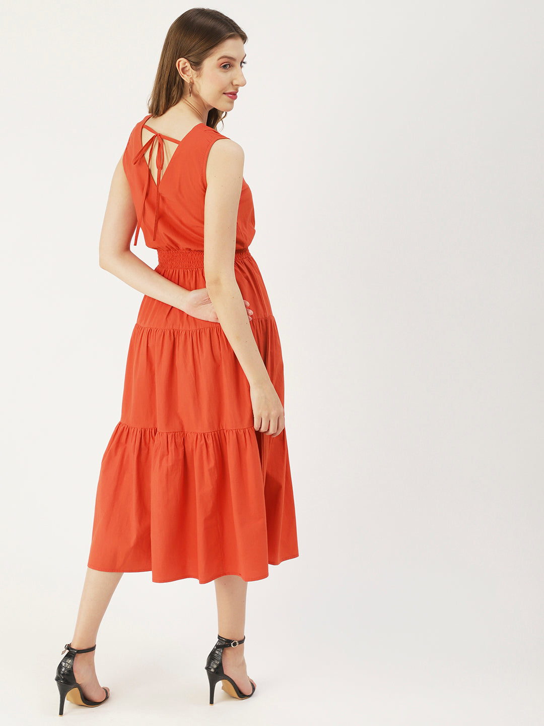 Solid Sleeveless Midi Dress