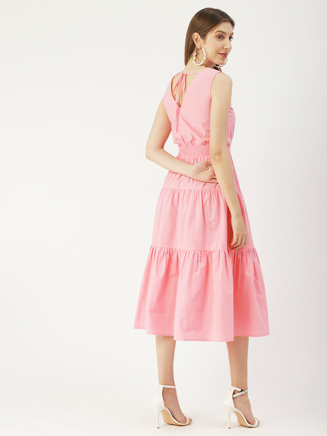 Solid Sleeveless Midi Dress